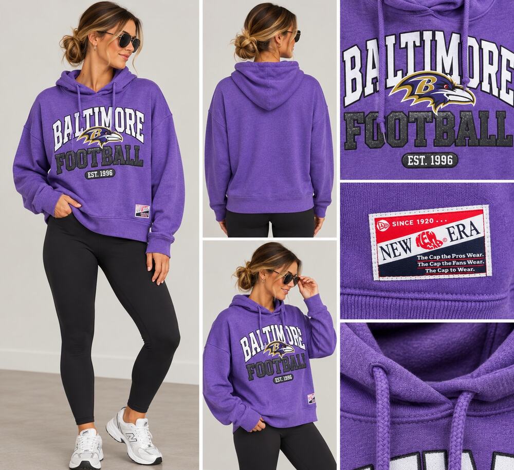 New Era x NFL Baltimore Ravens Football Pullover Hoodie Purple Women’s S NWT